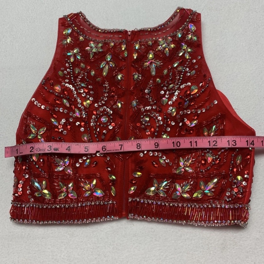 Sherri Hill Red Two-Piece 
Beaded Prom Gown-Size 6 - Picture 10 of 15